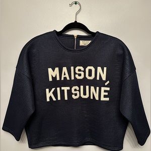 NWOT Maison Kitsuné navy mesh top EU size 40